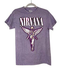 NWOT Nirvana Band Tee Purple Small 100% Cotton Licensed Merch Grunge Rock Angel